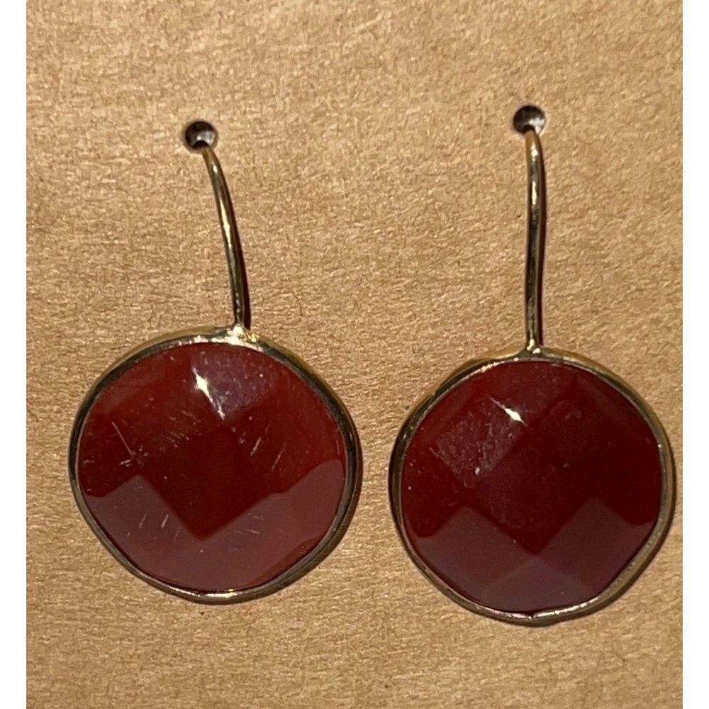 Red Faceted Resin French Wire Earrings